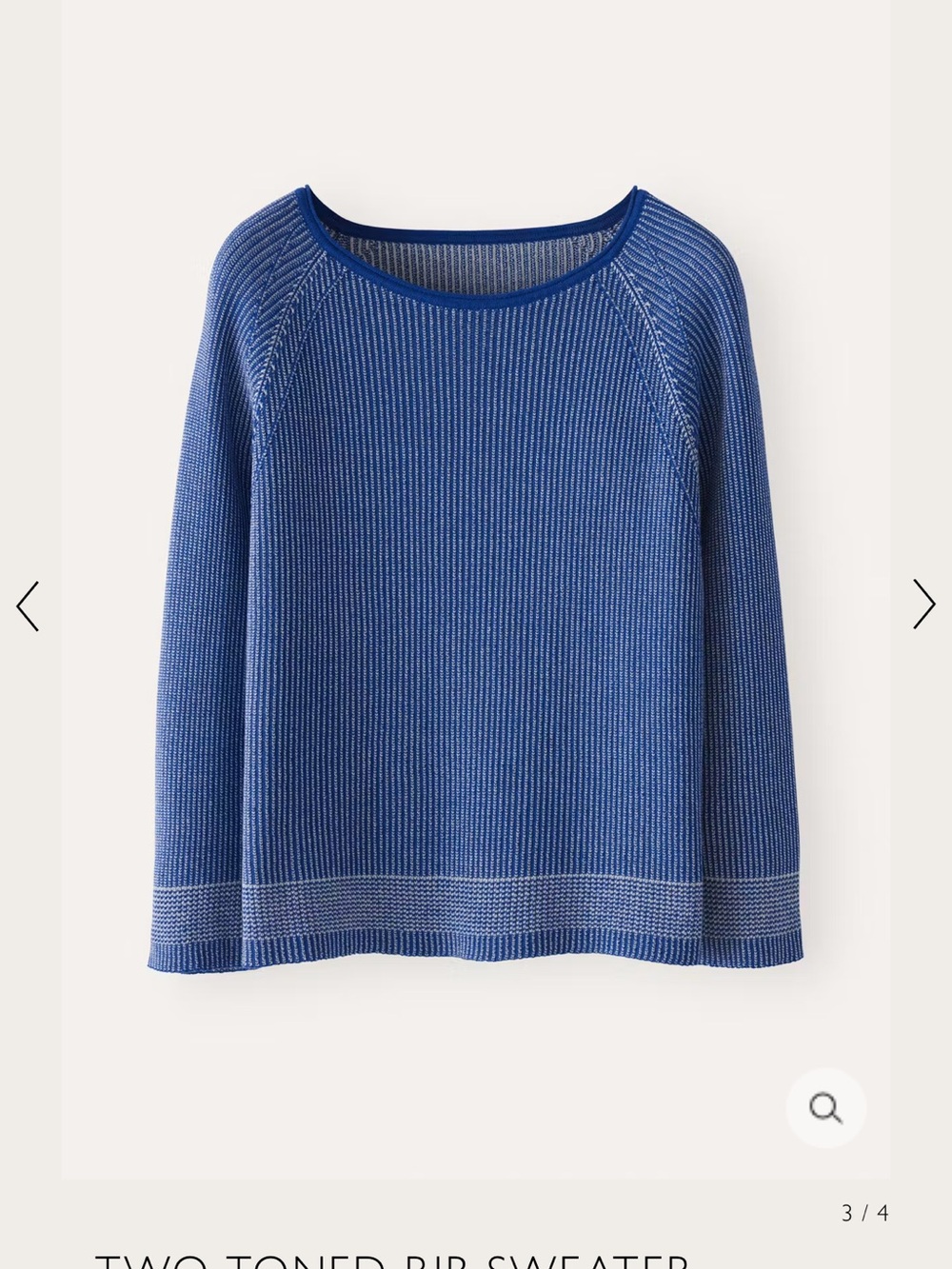 Poetry Womens Organic Cotton Sweater Size 14 Blue Ribbed Trim Knit Two Tone
